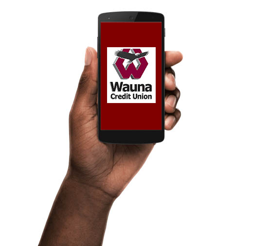 Phone with Wauna mobile banking app